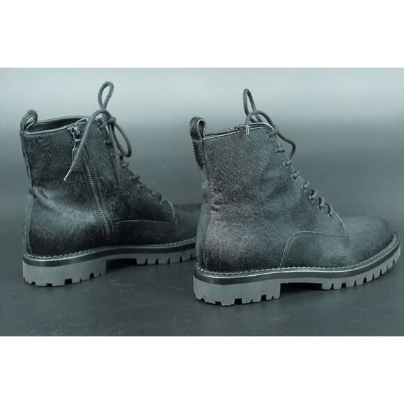 Vince Black Calf Hair Cabria Combat Ankle Boots Size 8 Women's New $495 - Picture 9 of 10